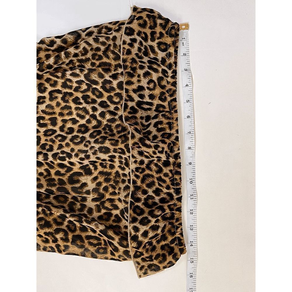 Women's Fully Lined Strapless Ruffled Maxi Dress Brown Leopard Print Size M - Picture 7 of 8